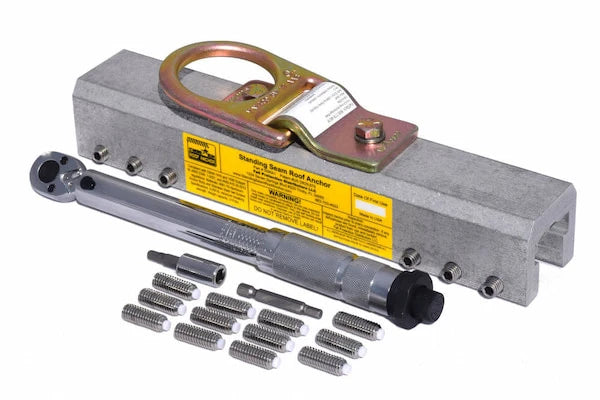 SSRA1 Deluxe Kit — Standing Seam Roof Anchor + Nylon Set Screw Pack + Torque Wrench | Non-Penetrating | ANSI/OSHA