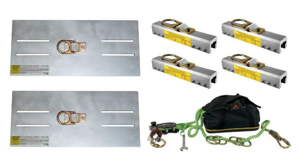 Standing Seam 100' Horizontal Lifeline Kit – 4 SSRA1 Anchors + 2 SSRA3 Plates | Non-Penetrating | Canada