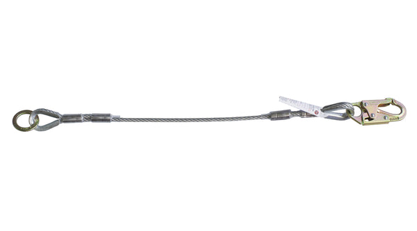 Super Anchor wire rope anchor with snaphook and connector ring