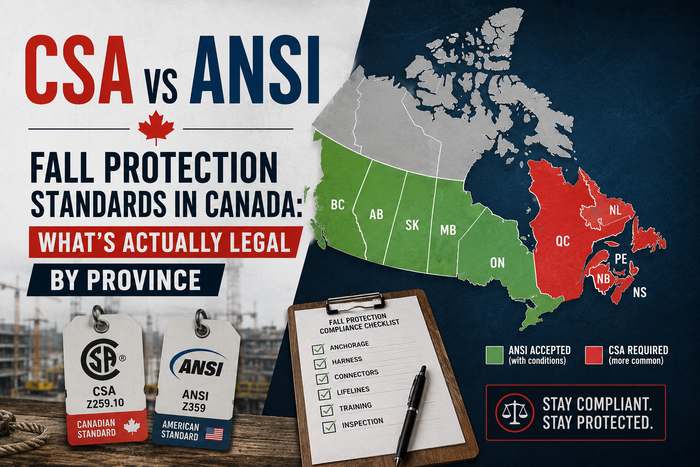 CSA vs ANSI fall protection standards by province