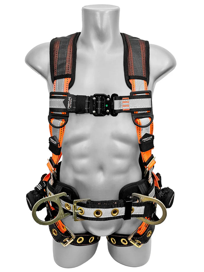 Frontline 100RCTB Combat™ Reflective Construction Full Body Harness with Tongue Buckle Legs & Trauma Straps | High Visibility | Canada