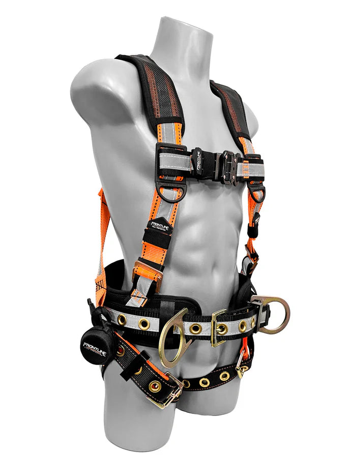 Frontline 100RCTB Combat™ Reflective Construction Full Body Harness with Tongue Buckle Legs & Trauma Straps | High Visibility | Canada