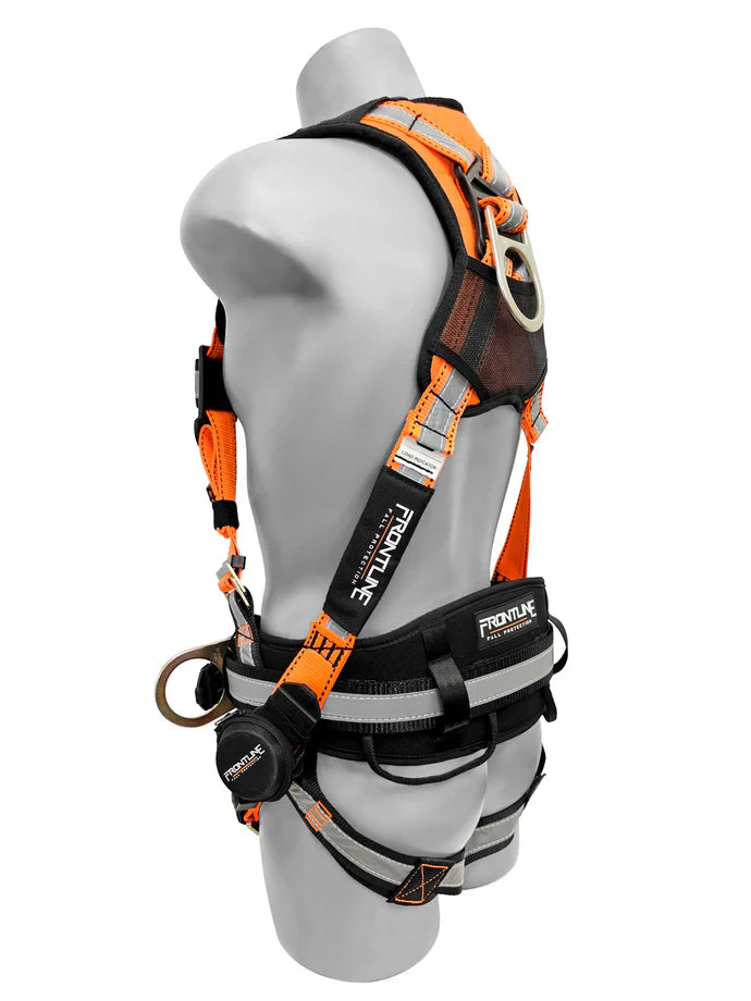 Frontline 100RCTB Combat™ Reflective Construction Full Body Harness with Tongue Buckle Legs & Trauma Straps | High Visibility | Canada