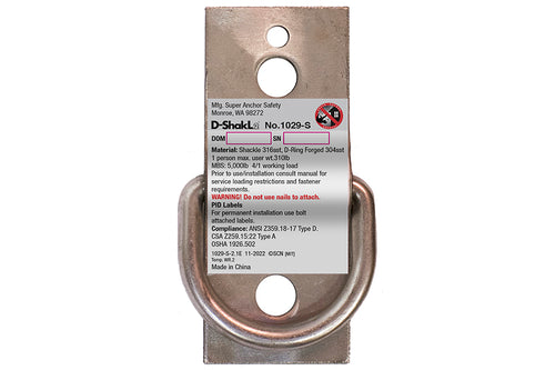 430sst D-ShakL2 Anchor w/HDG D-Ring