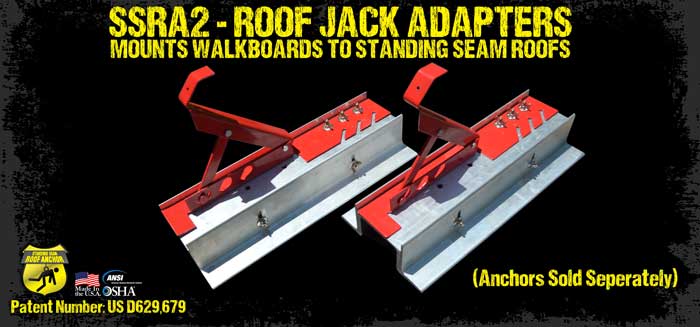 Pair of SSRA2 roof jack adapters, non-penetrating standing seam mount