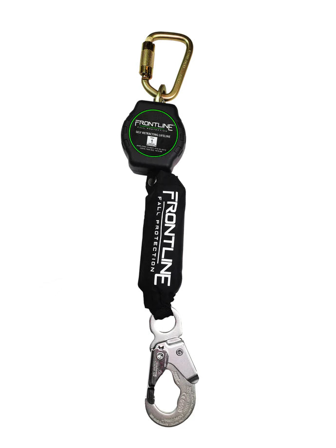 Frontline RPAS Aramid Fiber Web SRL Single Leg with Steel Snap Hook | Heat & Cut Resistant Self-Retracting Lifeline | Canada
