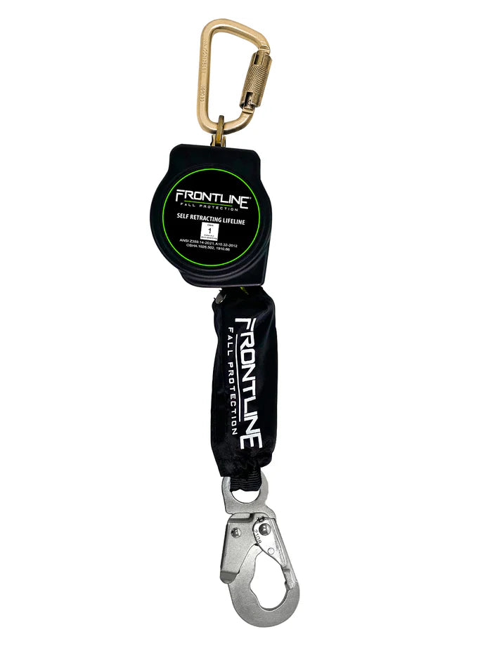 Frontline RPAS Aramid Fiber Web SRL Single Leg with Steel Snap Hook | Heat & Cut Resistant Self-Retracting Lifeline | Canada