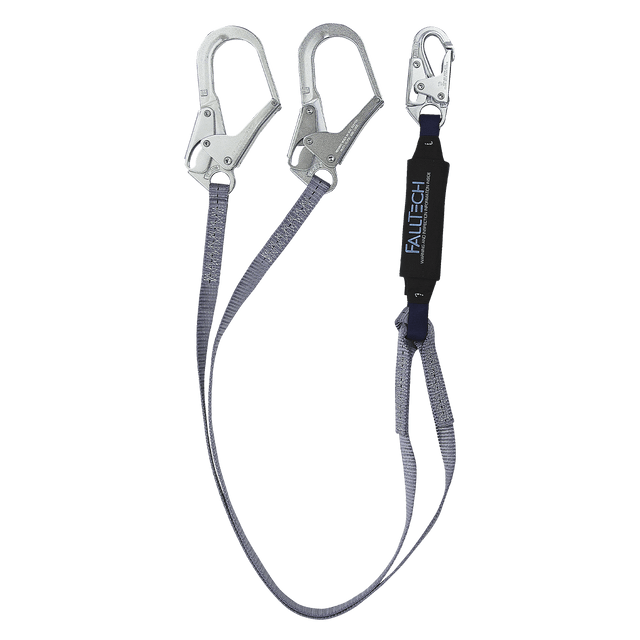 FallTech C826073 6' Twin Leg Lanyard, Rebar Hooks | CSA Z259.11