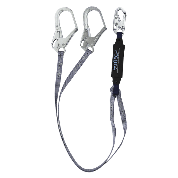 FallTech C826073 6' Twin Leg Lanyard, Rebar Hooks | CSA Z259.11