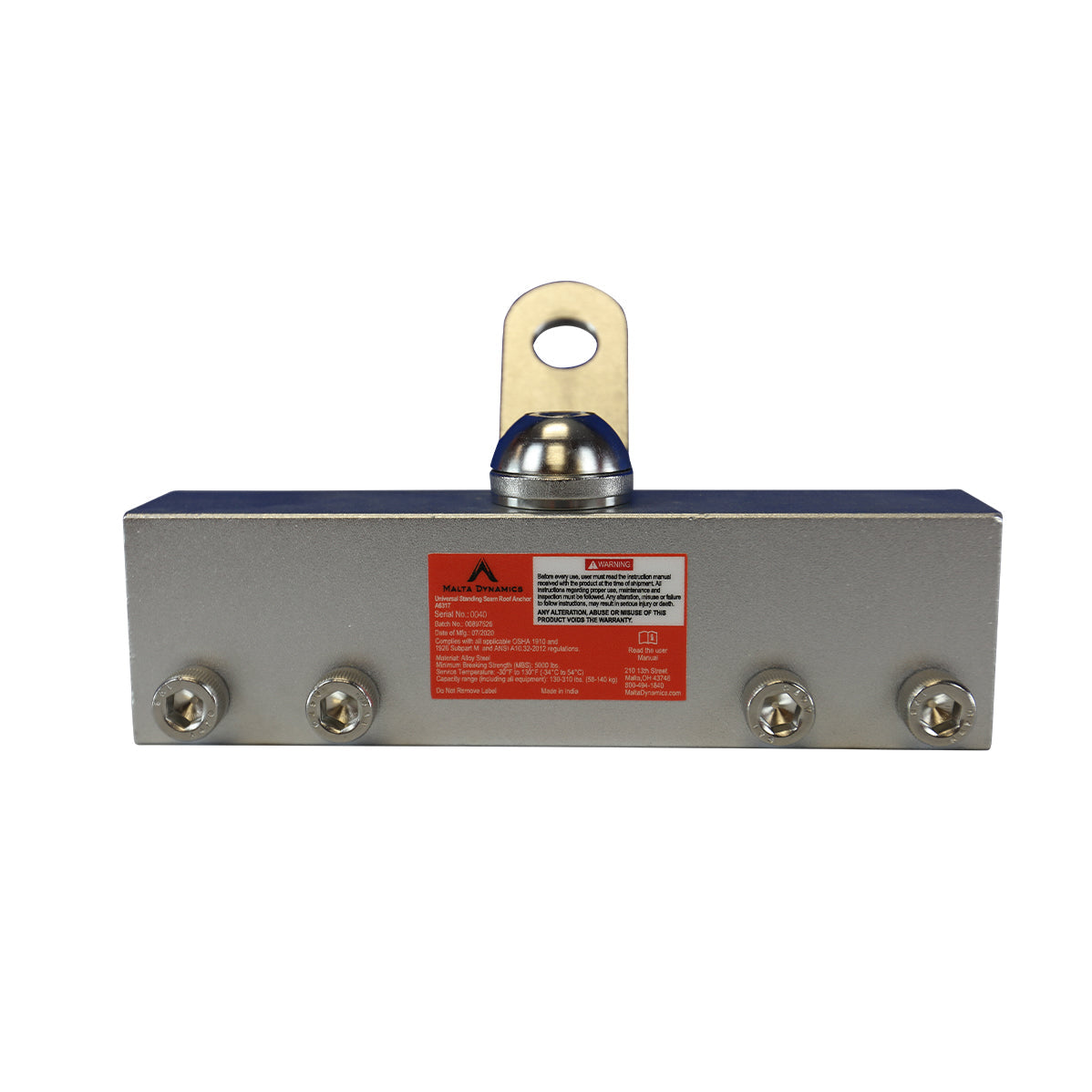 Malta Dynamics A6317 standing seam anchor, front view