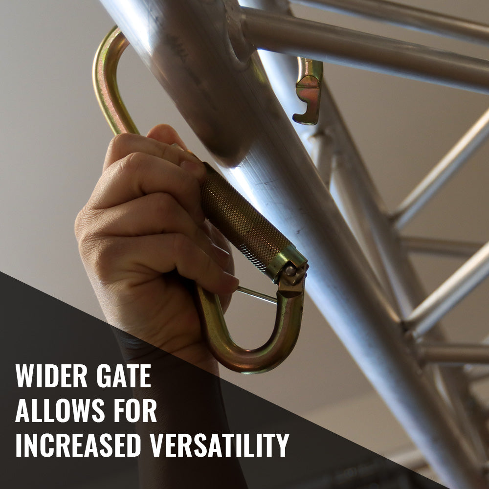 Malta Dynamics C1002 tower hook carabiner in use