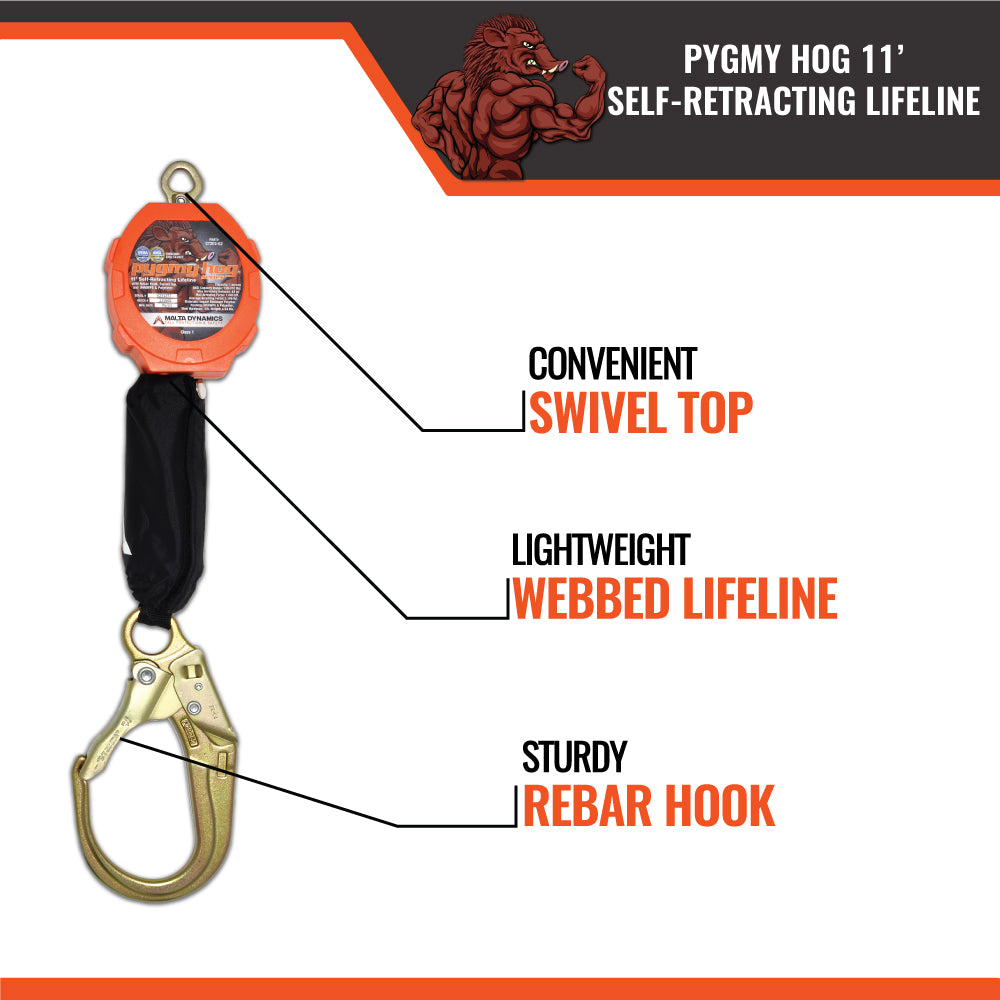 Malta Dynamics C7203 Pygmy Hog 11' Personal Self-Retracting Lifeline, feature callout 1