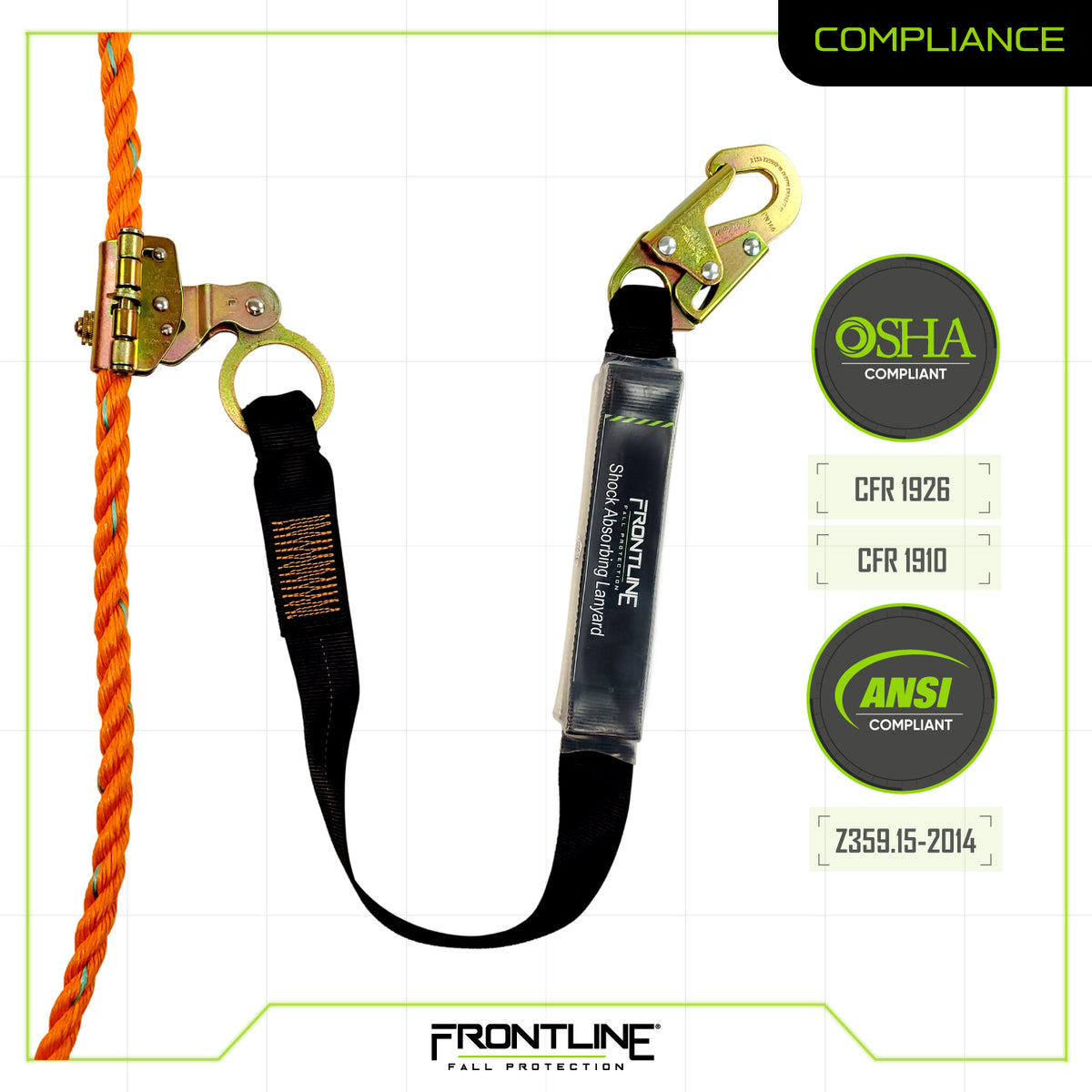 Frontline VLP-RGSS58ES vertical lifeline compliance chart