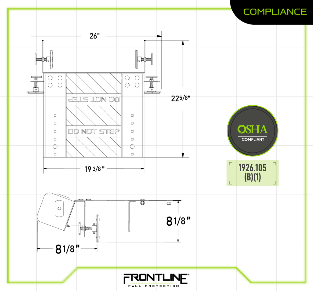 Frontline LAC12 spec sheet 3 of 3, OSHA 1926.1053 compliance