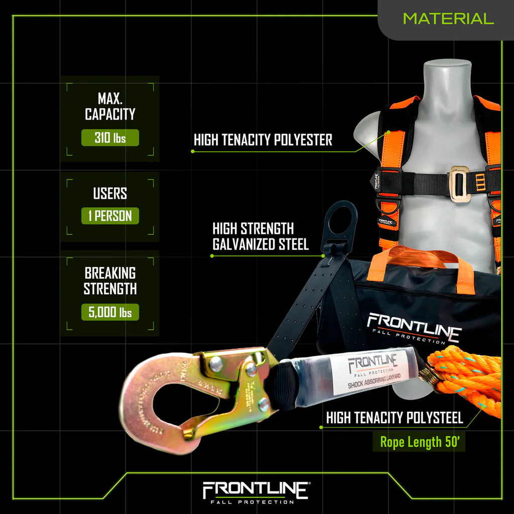 Frontline RK050V50 Combat™ Plus Complete Roofers Fall Protection Kit | Canada