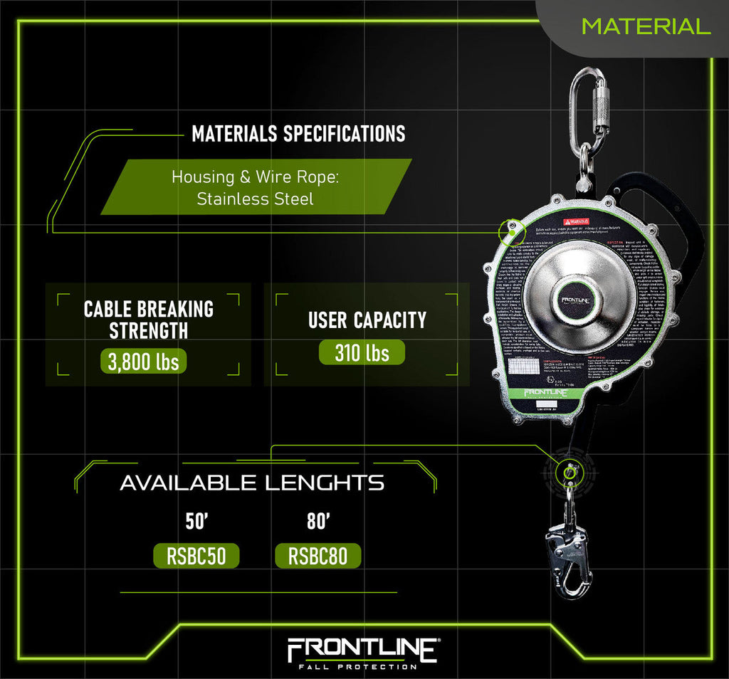 Frontline RSBC spec sheet 2 of 3, stainless steel materials