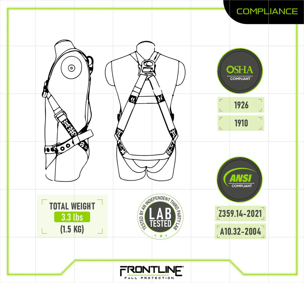 Frontline 100VTB-UN-3D Combat™ Economy Series Full Body Harness with Tongue Buckle Legs (Uni) - 3D Rings
