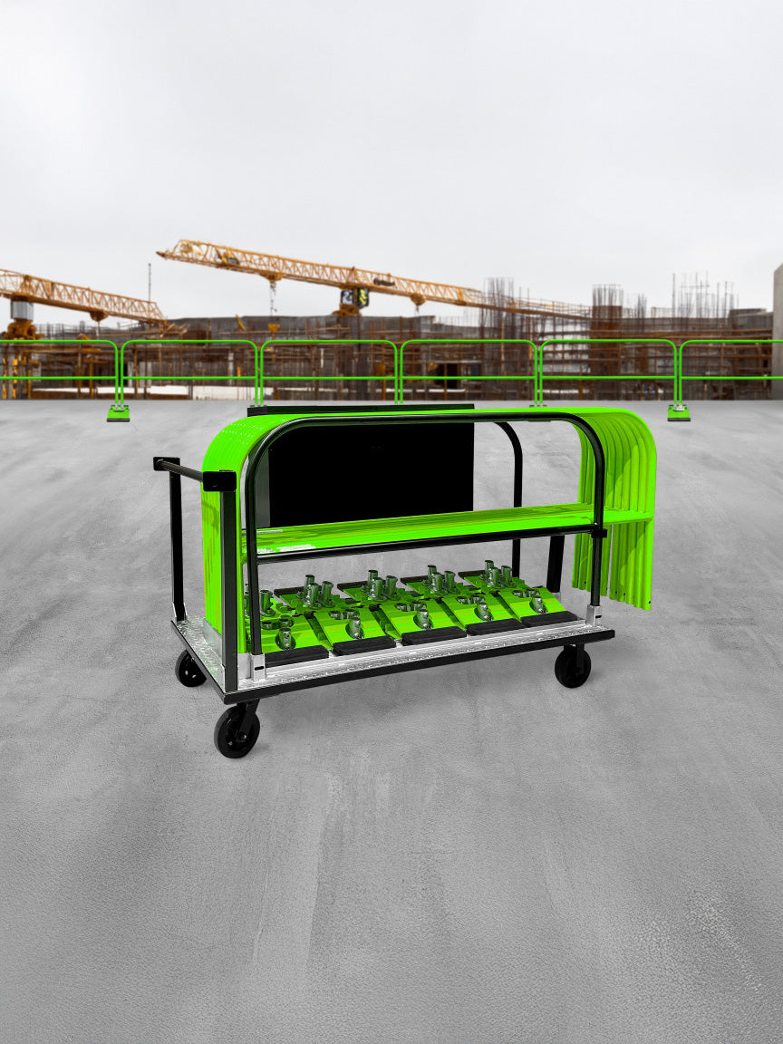 Frontline GUSCART guardrail cart on a job site