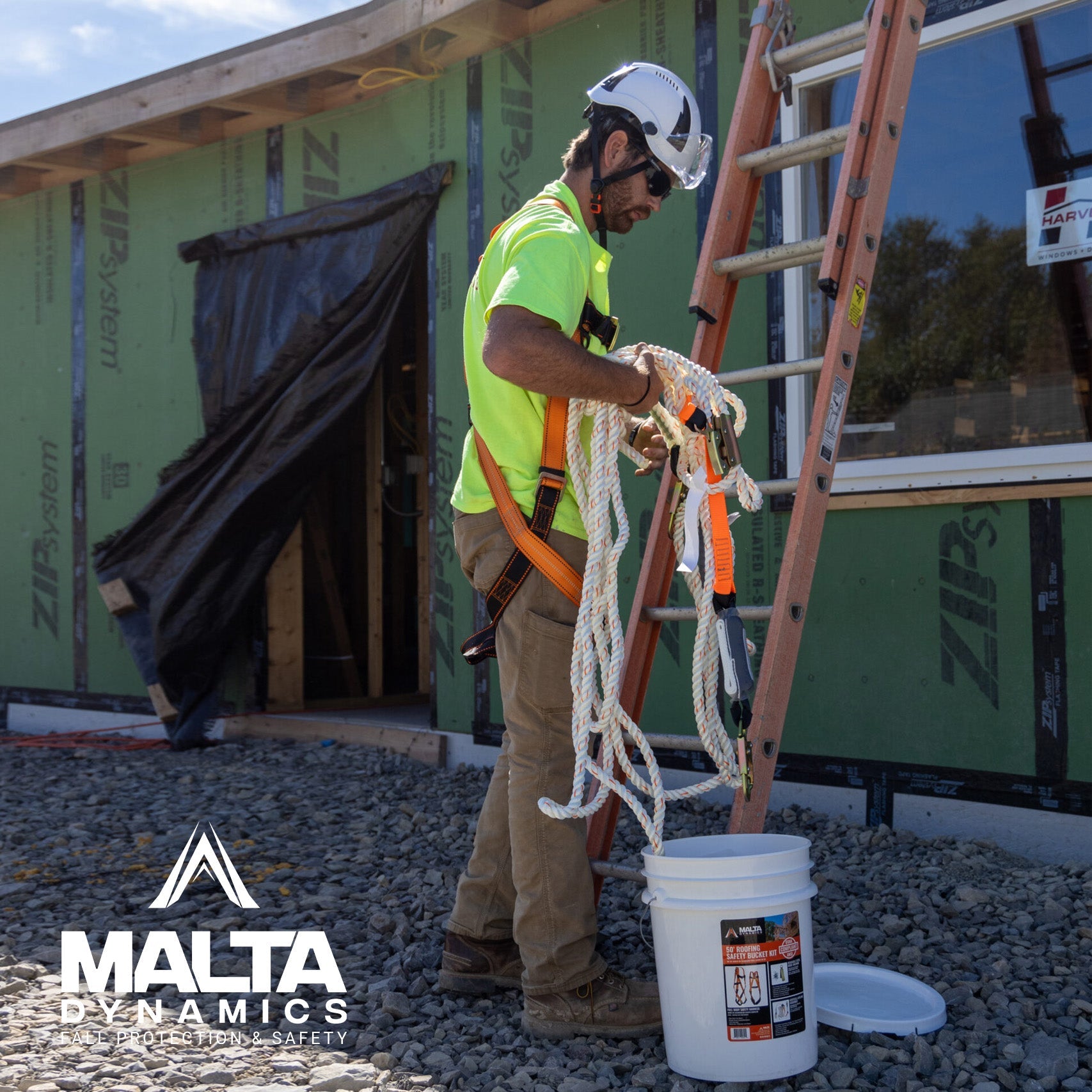 Malta Dynamics C7012 50 ft Roofer's Safety Bucket Kit
