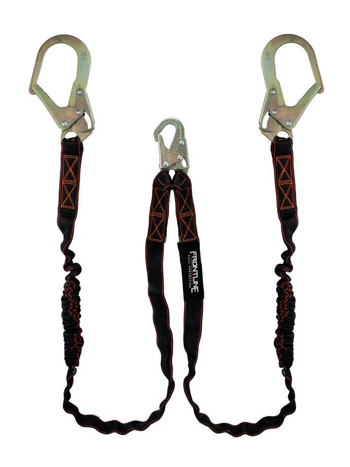 Frontline LIS62R Combat™ Twin Leg 6' Rebar Hook Lanyard with Internal Shock Absorber | 100% Tie-Off | CSA / OSHA Canada