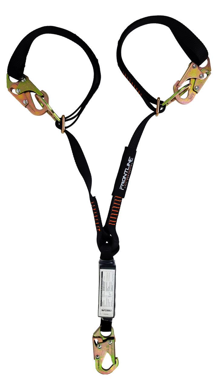 Frontline LPO62SADJ Combat™ 6' Tie-Back Double Leg  Shock Absorbing Lanyard with Snaphooks
