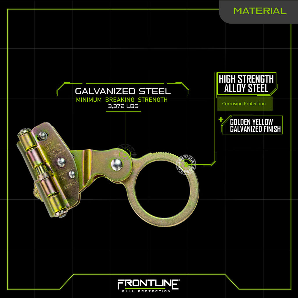 Frontline RGSS58 rope grab materials sheet, galvanized alloy steel
