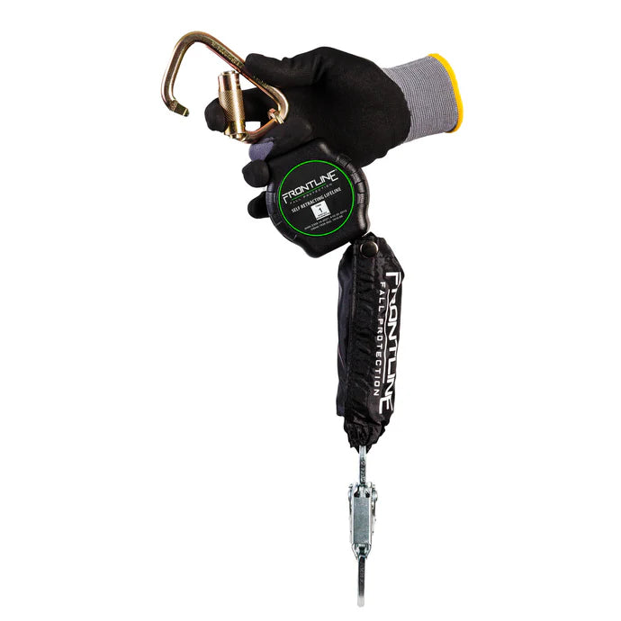 Frontline RPAS Aramid Fiber Web SRL Single Leg with Steel Snap Hook | Heat & Cut Resistant Self-Retracting Lifeline | Canada