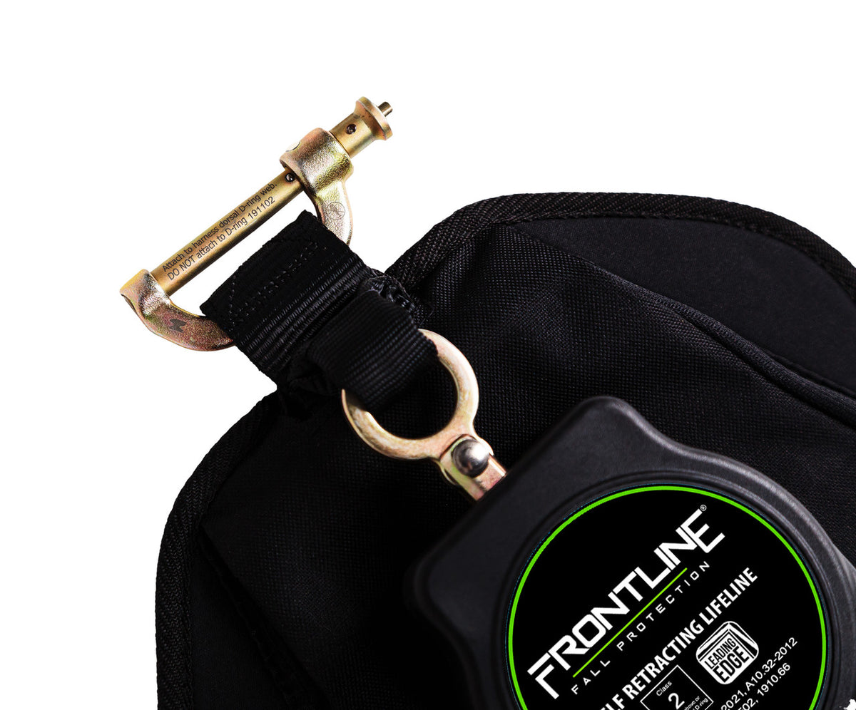 Frontline RPG081SLE 8 ft leading edge cable SRL, swivel anchorage connector close-up