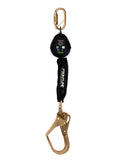 Frontline RPW061R 6 ft web single-leg SRL with steel rebar hook, front view
