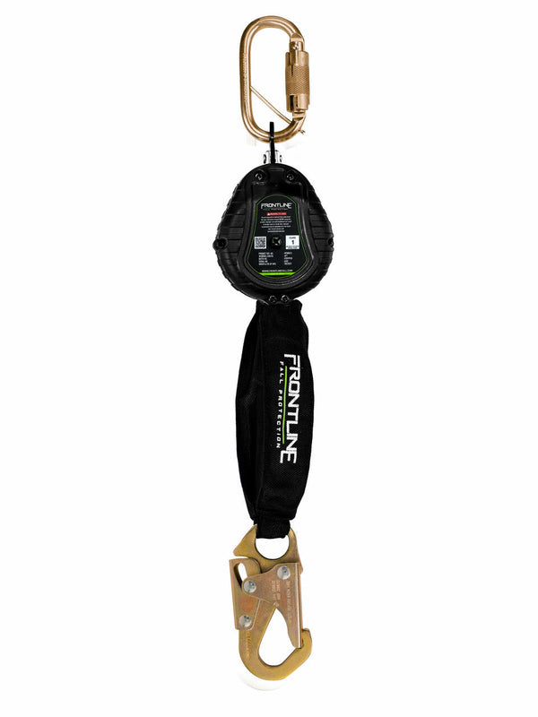 Frontline RPW061S 6 ft web single-leg SRL with steel snap hook, front view