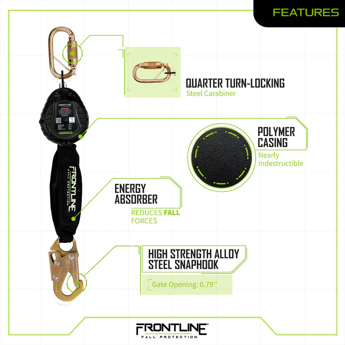 Frontline Fall Protection Rpg50 Frontline K100-RPW061S SRL Kit Canada | Harness & 6' SRL Compliance Kit ...