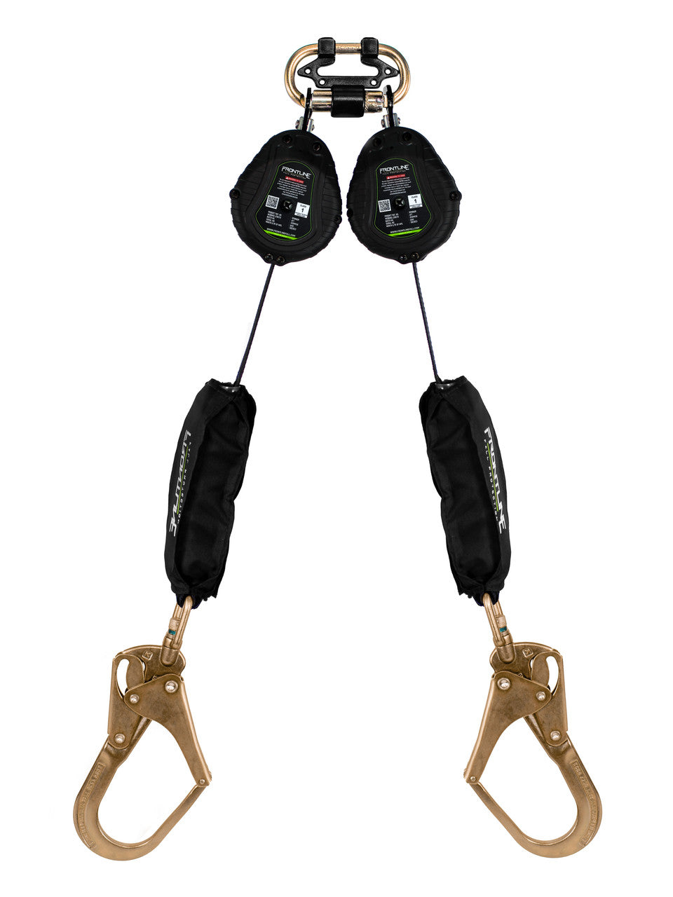 Frontline RPW062R 6 ft web twin-leg SRL with steel rebar hooks, front view