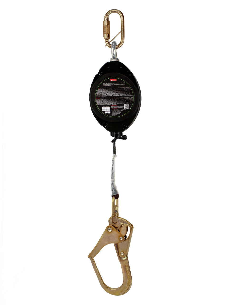 Frontline RPW20R 20 ft web single-leg SRL with steel rebar hook, back of housing