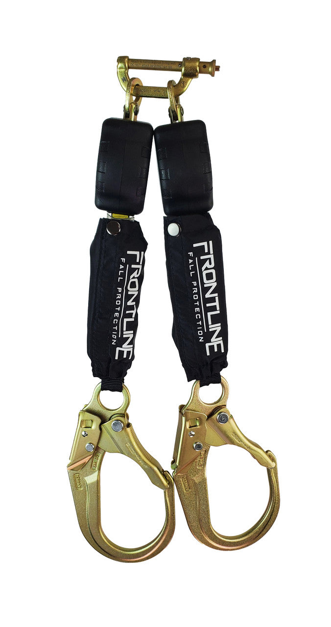 Frontline twin-leg SRL worn on a harness on site