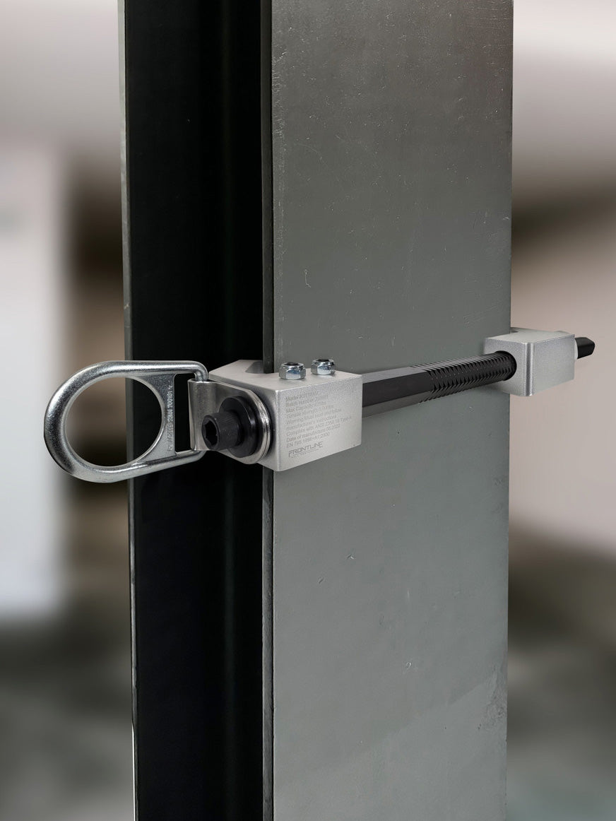Frontline ST18AV beam anchor in use on structural steel