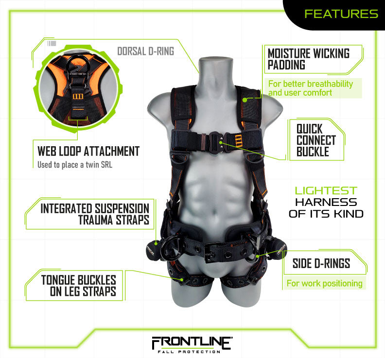Frontline 110CTB harness features chart