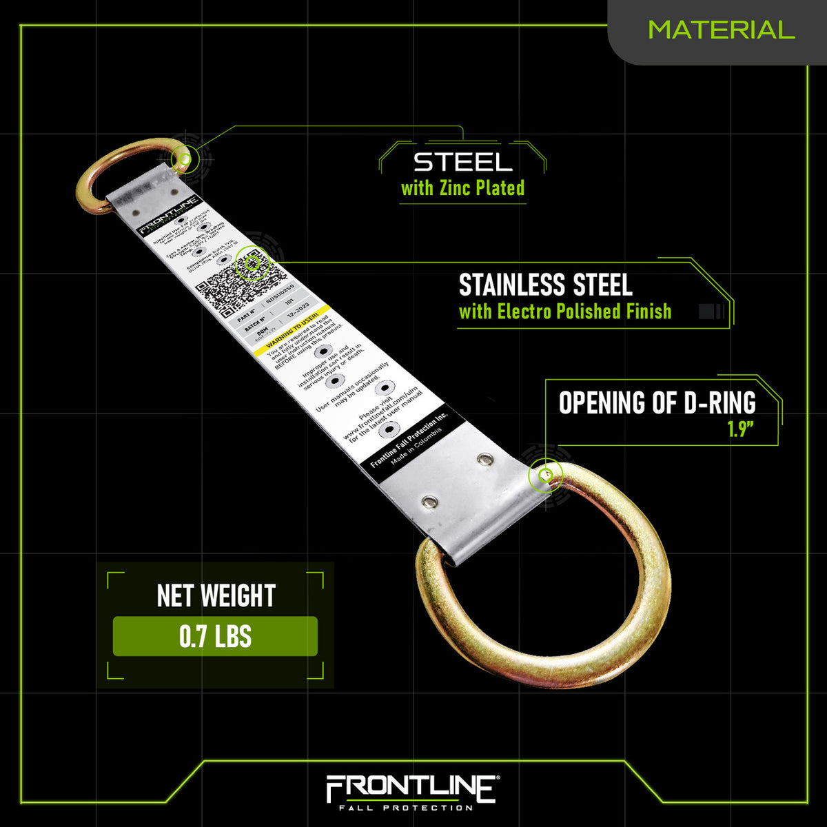 Frontline ROSU02SS permanent roof anchor, materials