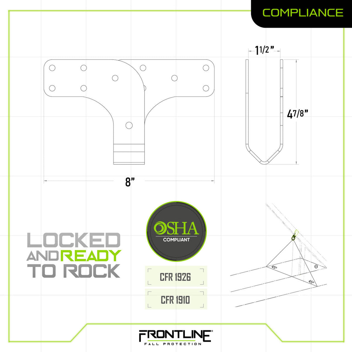 Frontline ROWT18 compliance sheet, OSHA 1910.140 and 1926.502