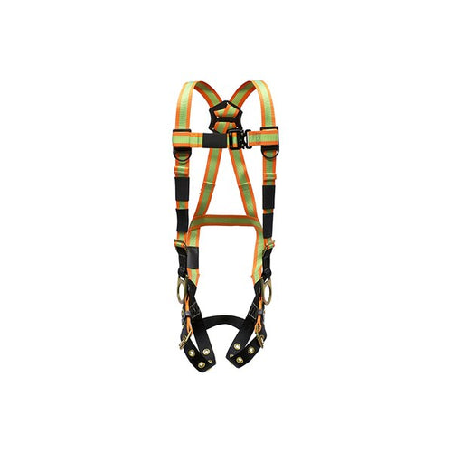 Super Anchor TB3-6067 hi-viz tongue buckle harness with 3 D-rings, front view