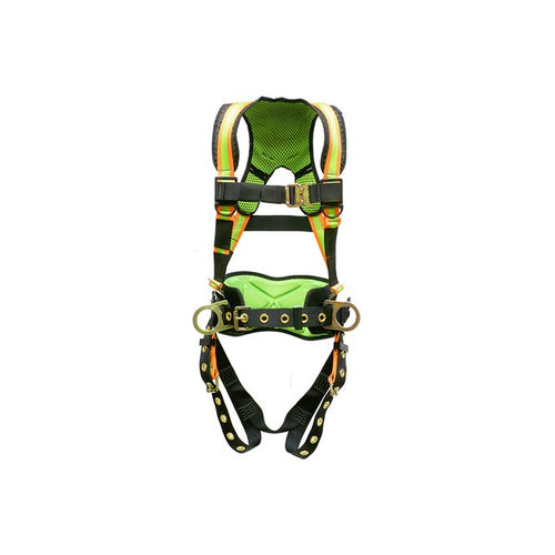 Super Anchor TB3-6072 fully padded hi-viz tongue buckle harness, front view