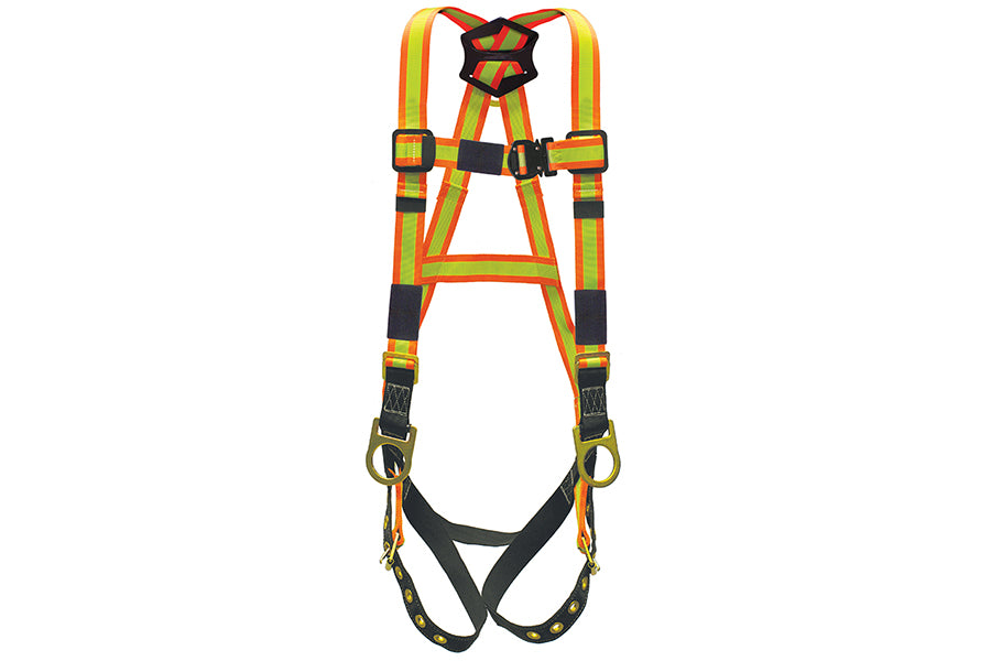 Super Anchor TB3-6067 Hi-Viz tongue buckle harness with 3 D-rings, included in the Mini MAX 4302 kit, front view