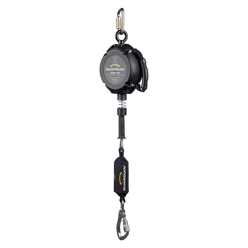 Guardian 4200108 Velocity-Edge self-retracting lifeline, quarter view with handle