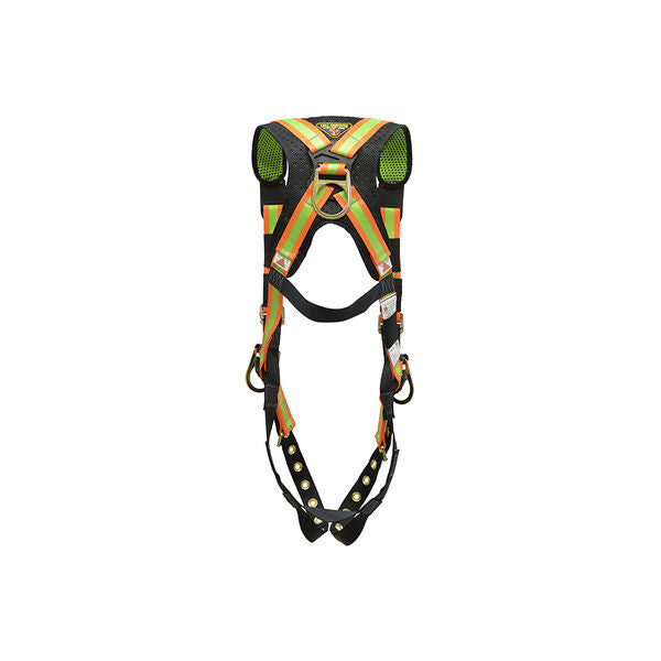 Super Anchor TB3-6070 hi-viz 3 D-ring tongue buckle harness, back view